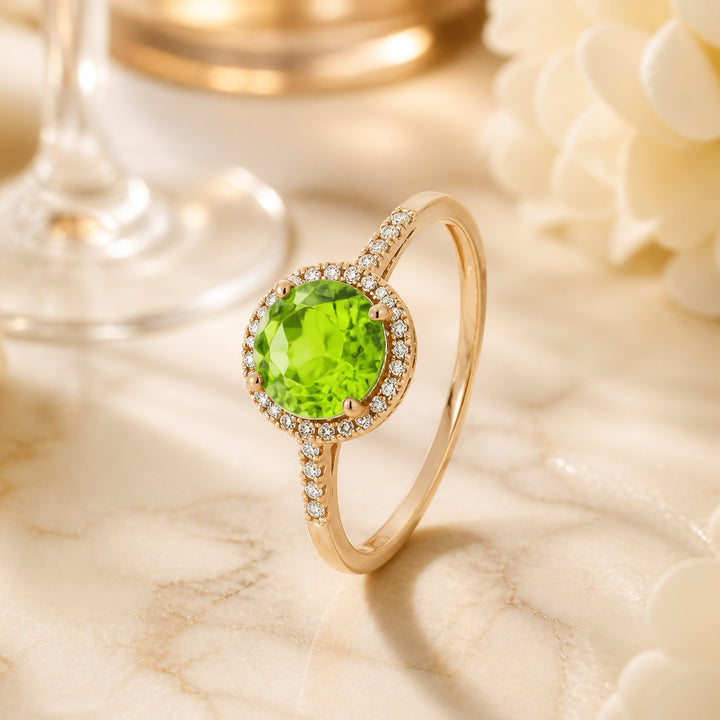 Madison L 14K Rose Gold Peridot Round Ring - style R1065PRP