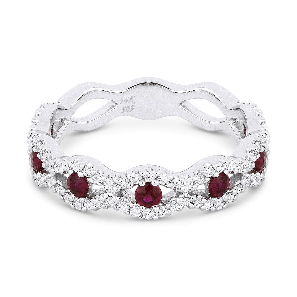 Beautiful Hand Crafted 14K White Gold  Ruby And Diamond Arianna Collection Ring