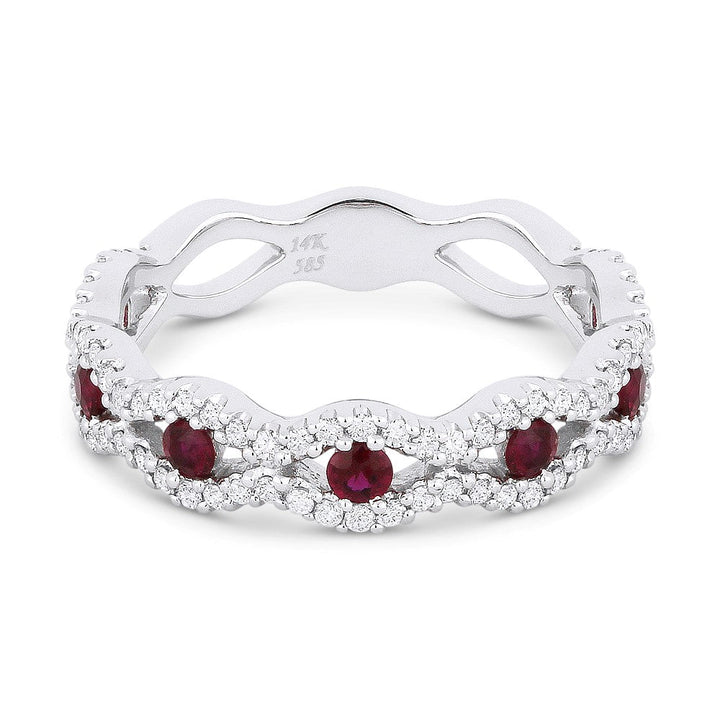 Beautiful Hand Crafted 14K White Gold  Ruby And Diamond Arianna Collection Ring