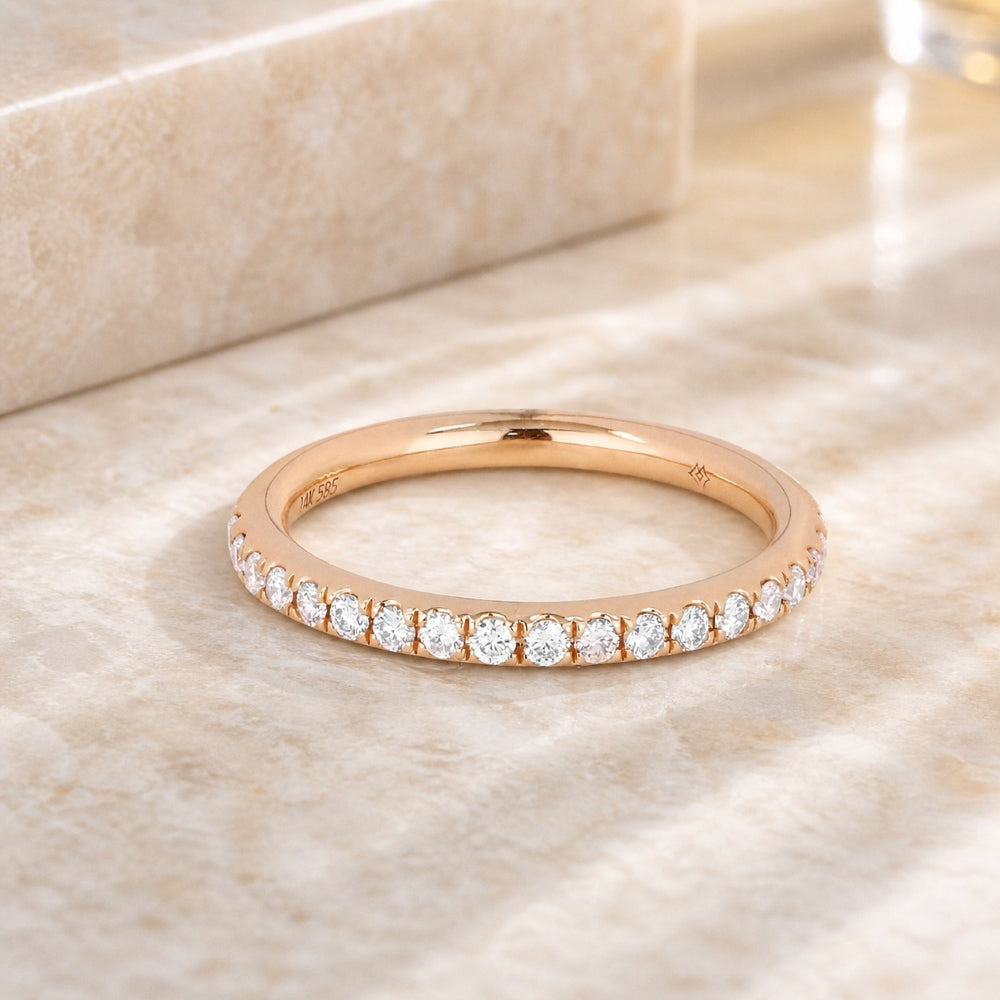 R1068 - 14K Gold Diamond Stackable Ring
