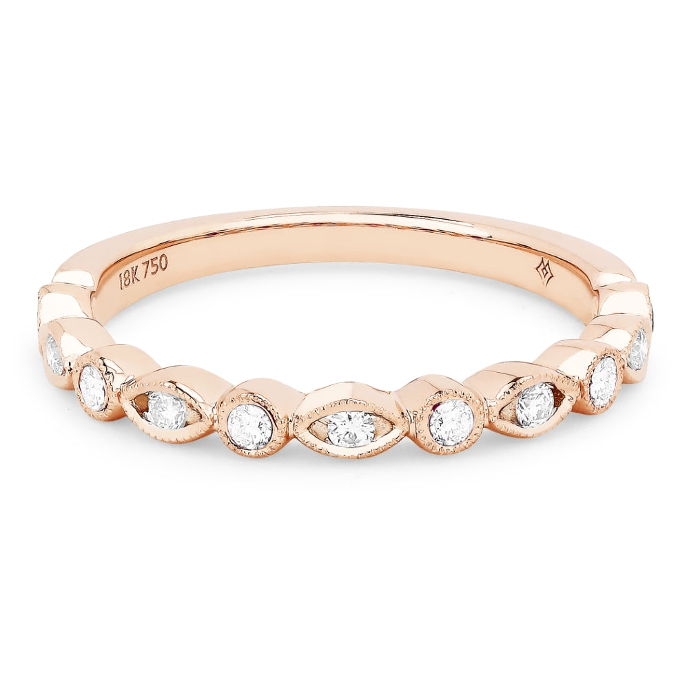 Beautiful Hand Crafted 14K Rose Gold White Diamond Arianna Collection Ring