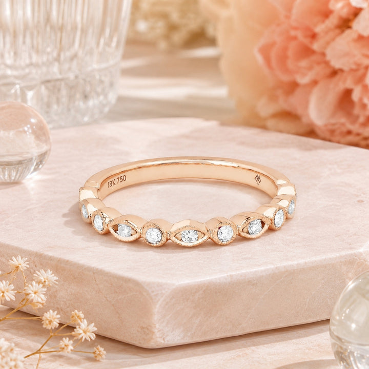 R1069 - 14K Gold Diamond Stackable Ring