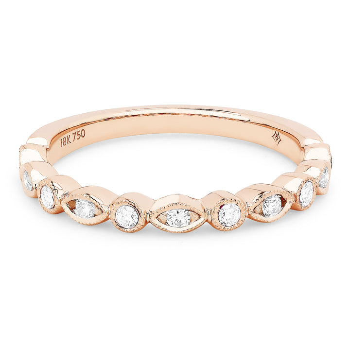 Beautiful Hand Crafted 14K Rose Gold White Diamond Arianna Collection Ring