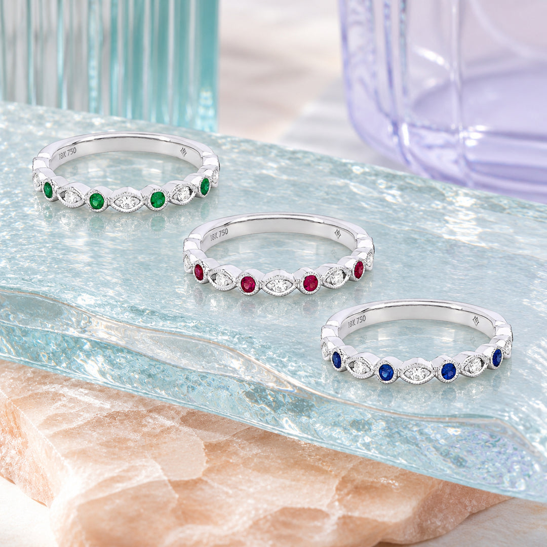 R1069 - 14K Gold Diamond Stackable Ring