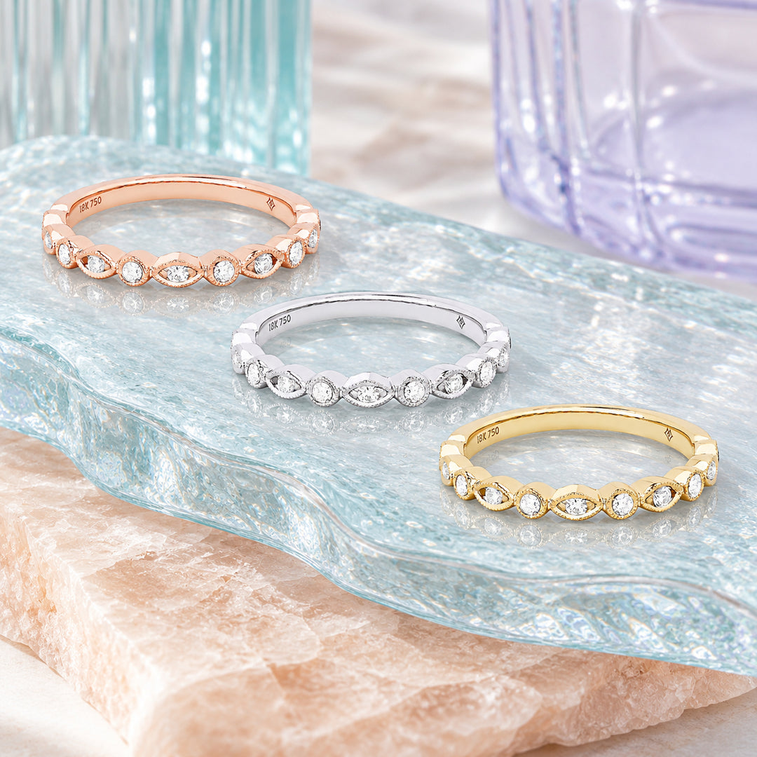 R1069 - 14K Gold Diamond Stackable Ring