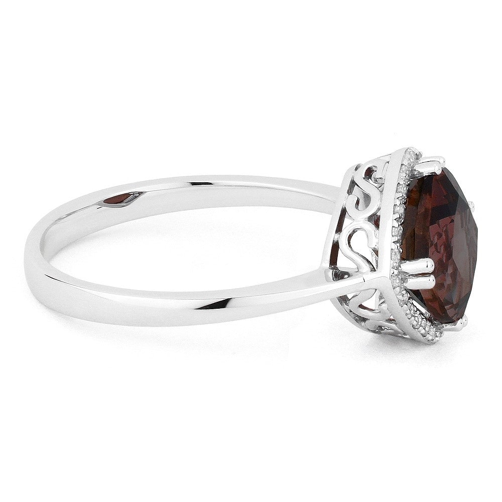 Madison L 14K White Gold Garnet Rectangle Ring - style R1071GAW - view 2