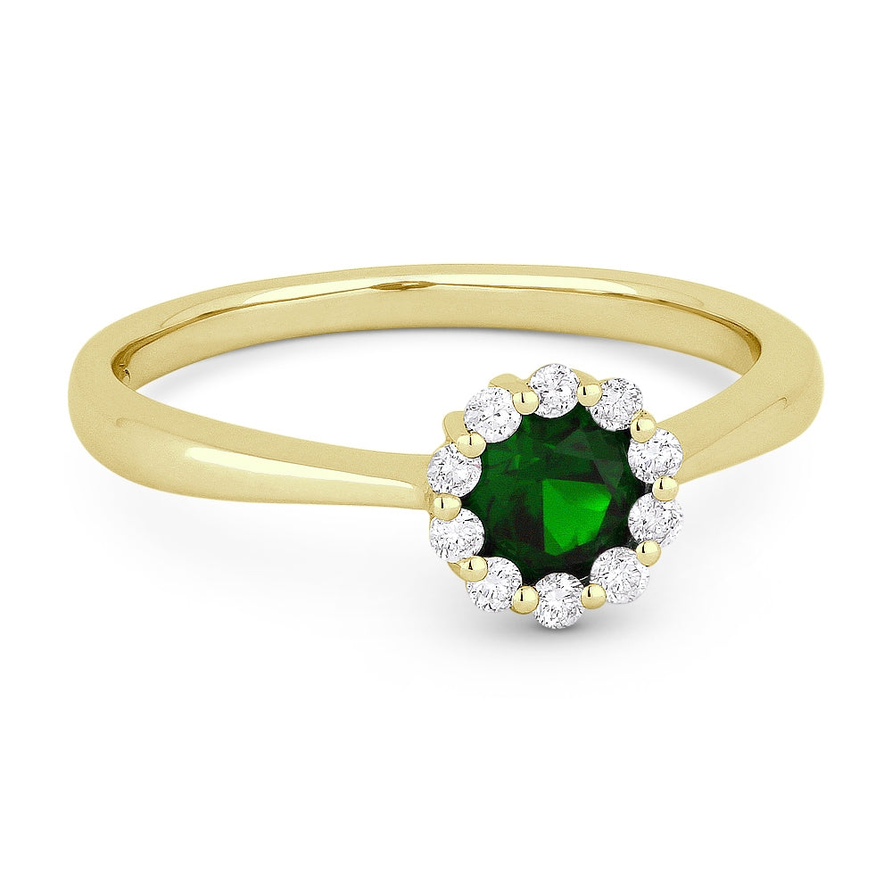 Beautiful Hand Crafted 14K Yellow Gold  Emerald And Diamond Essentials Collection Ring
