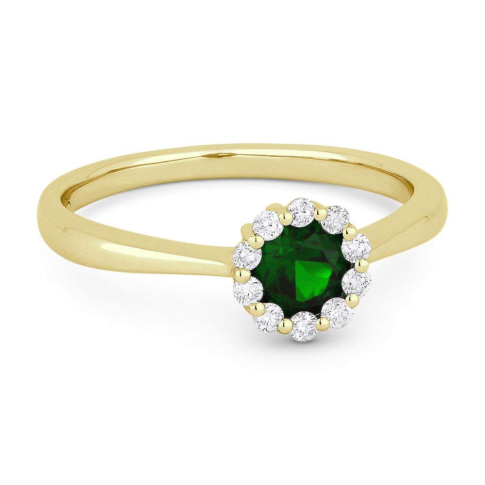 Beautiful Hand Crafted 14K Yellow Gold  Emerald And Diamond Arianna Collection Ring
