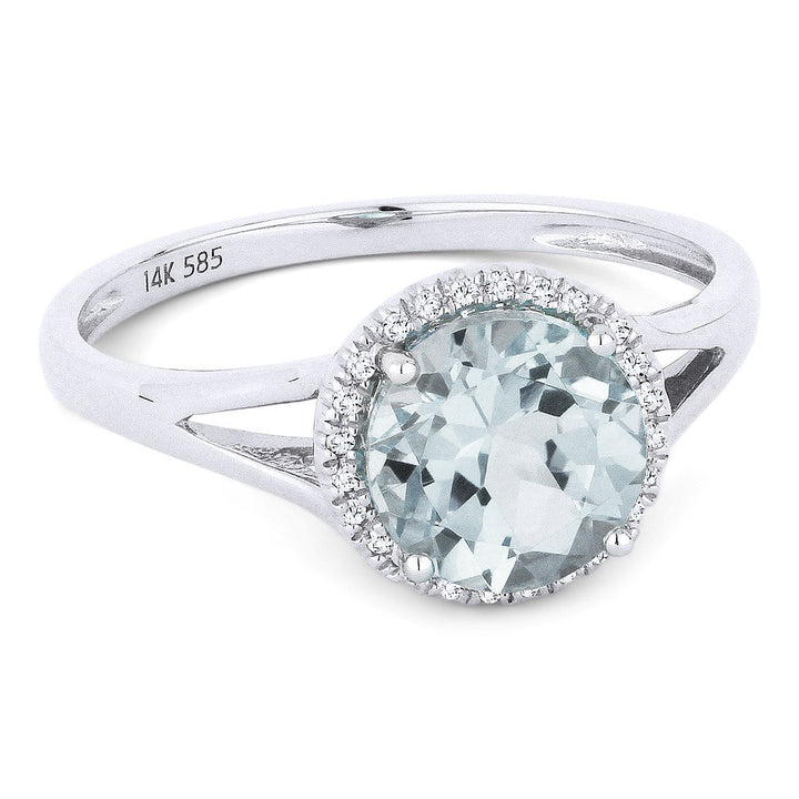 Beautiful Hand Crafted 14K White Gold 7MM Aquamarine And Diamond Eclectica Collection Ring