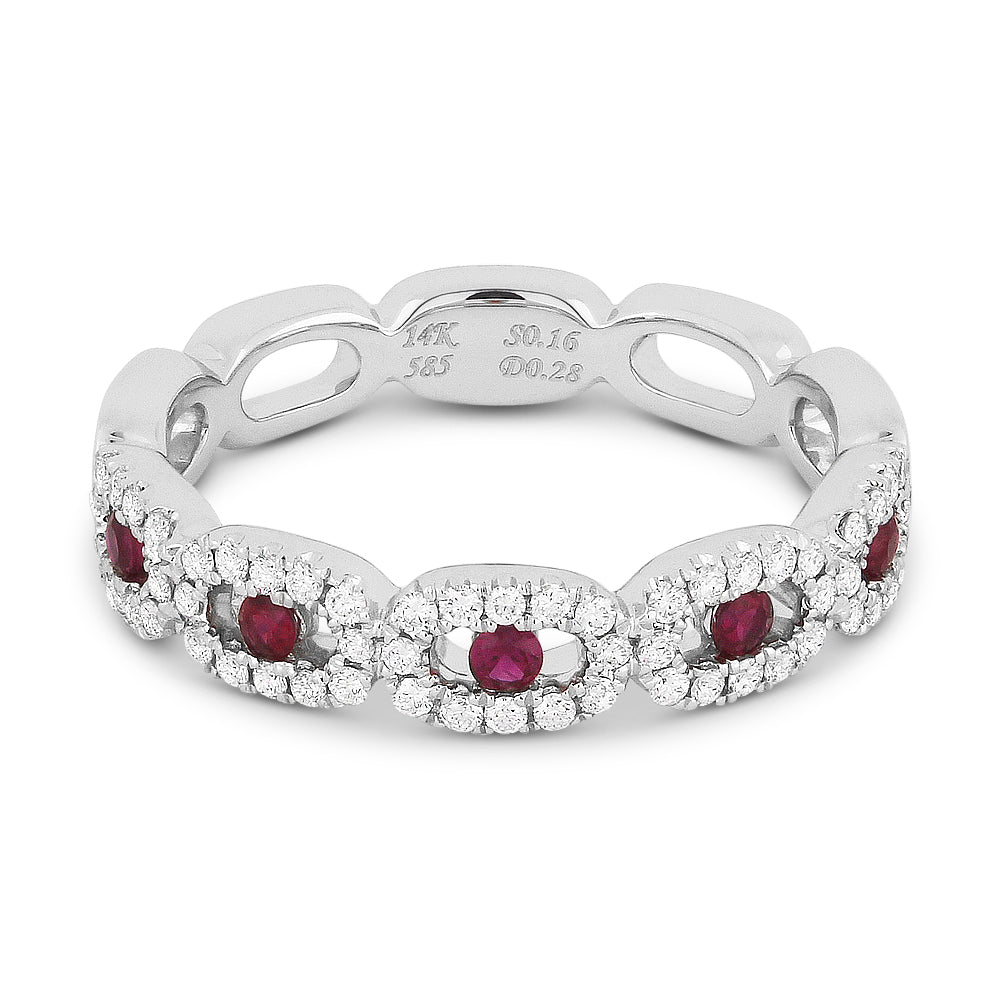 Beautiful Hand Crafted 14K White Gold  Ruby And Diamond Arianna Collection Ring