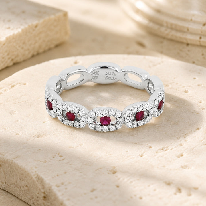 R1076 - 14K White Gold Ruby Stackable Ring