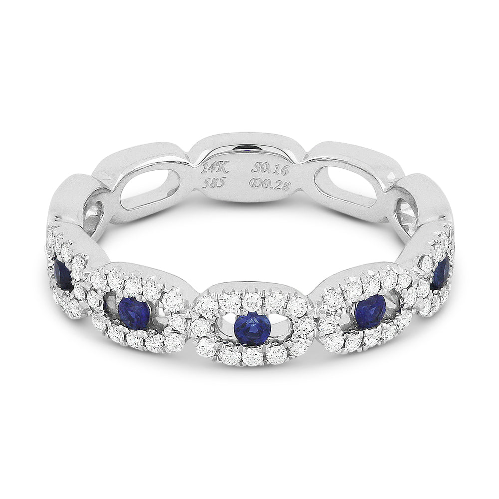 Beautiful Hand Crafted 14K White Gold  Sapphire And Diamond Arianna Collection Ring