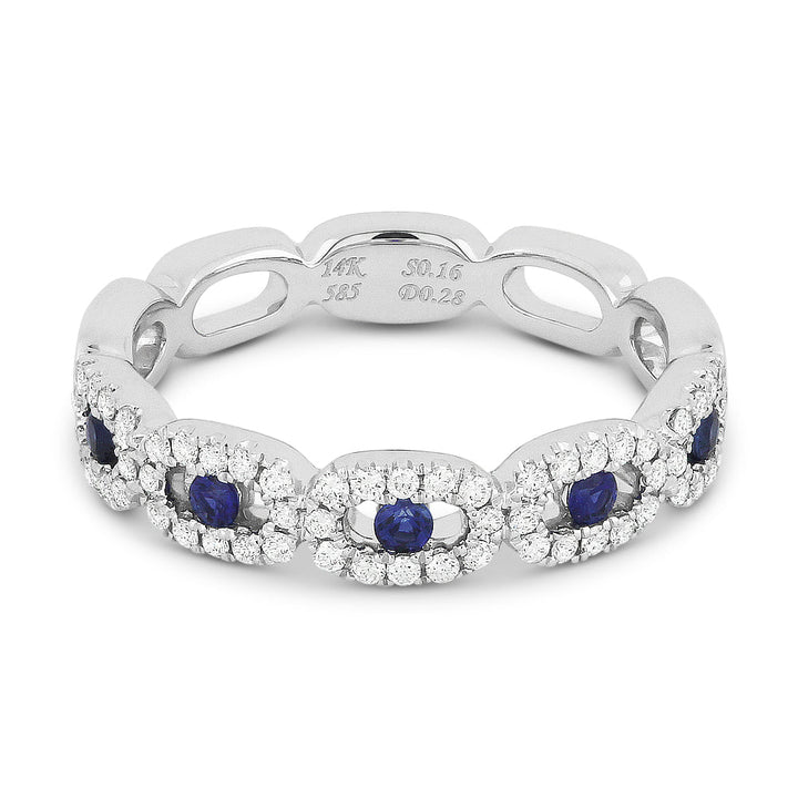 Beautiful Hand Crafted 14K White Gold  Sapphire And Diamond Arianna Collection Ring