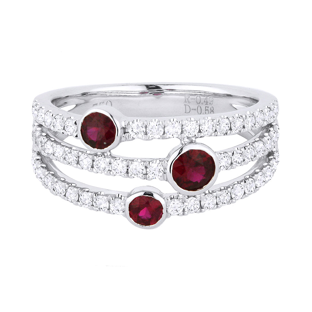 Beautiful Hand Crafted 14K White Gold  Ruby And Diamond Arianna Collection Ring