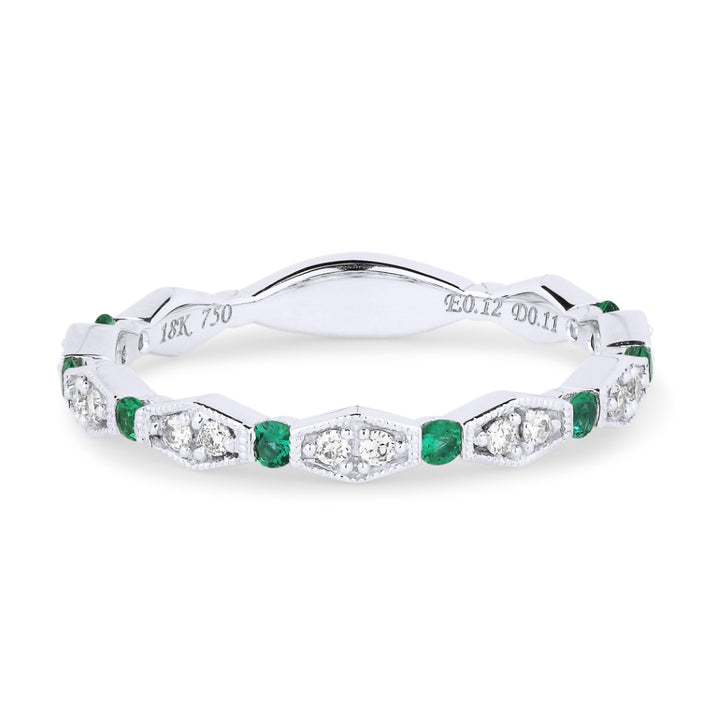 Madison L 18K White Gold Emerald Stackable Ring - style R1109EMW