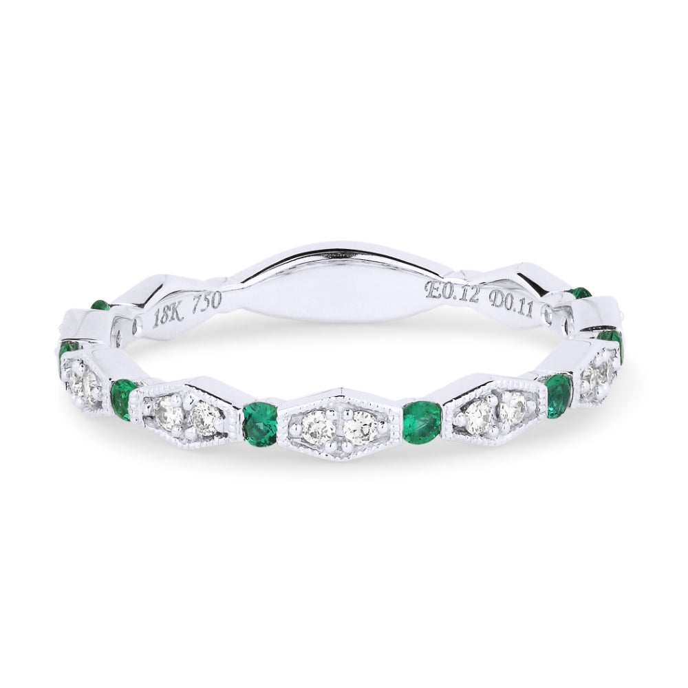 Madison L 18K White Gold Emerald Stackable Ring - style R1109EMW
