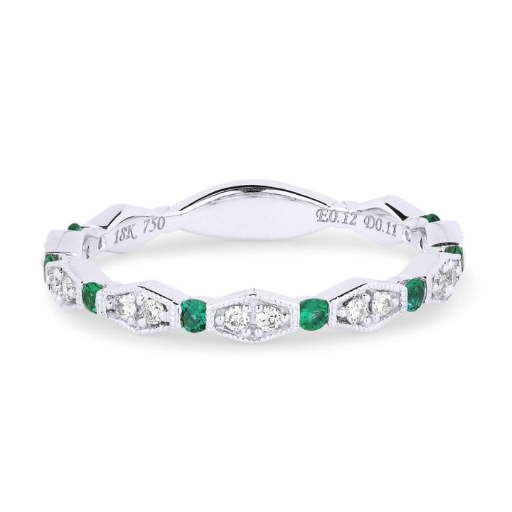 Madison L 18K White Gold Emerald Stackable Ring - style R1109EMW