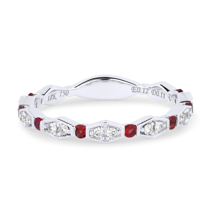 Madison L 18K White Gold Ruby Stackable Ring - style R1109RUW