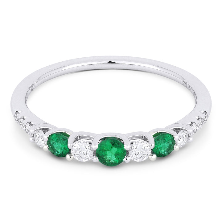 Beautiful Hand Crafted 14K White Gold  Emerald And Diamond Arianna Collection Ring
