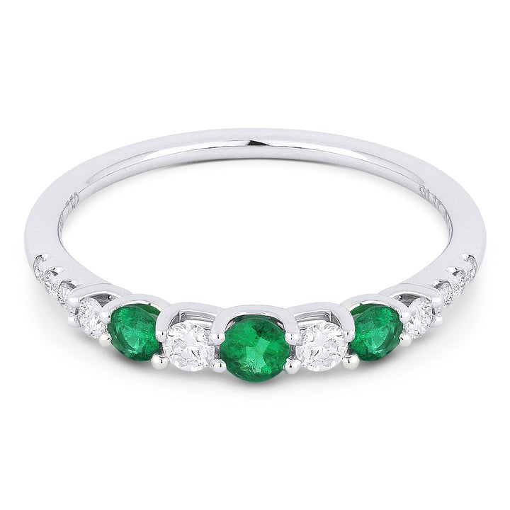 Beautiful Hand Crafted 14K White Gold  Emerald And Diamond Arianna Collection Ring