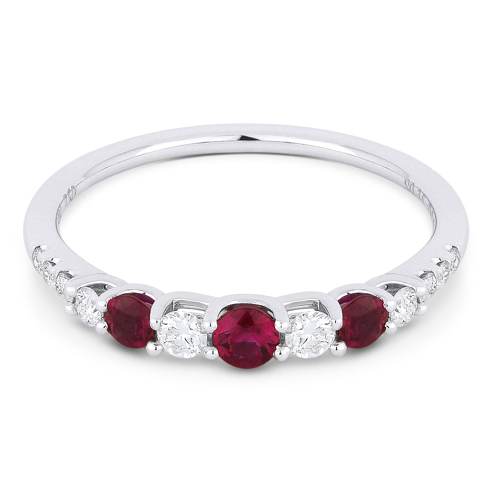 Beautiful Hand Crafted 14K White Gold  Ruby And Diamond Arianna Collection Ring