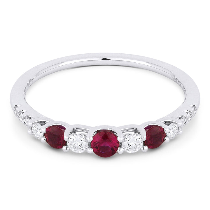 Beautiful Hand Crafted 14K White Gold  Ruby And Diamond Arianna Collection Ring