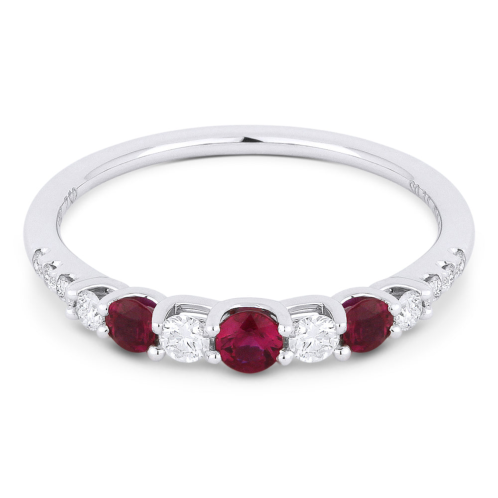 Beautiful Hand Crafted 14K White Gold  Ruby And Diamond Arianna Collection Ring