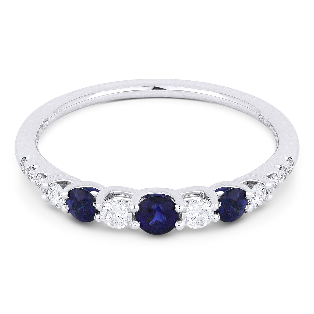 Beautiful Hand Crafted 14K White Gold  Sapphire And Diamond Arianna Collection Ring