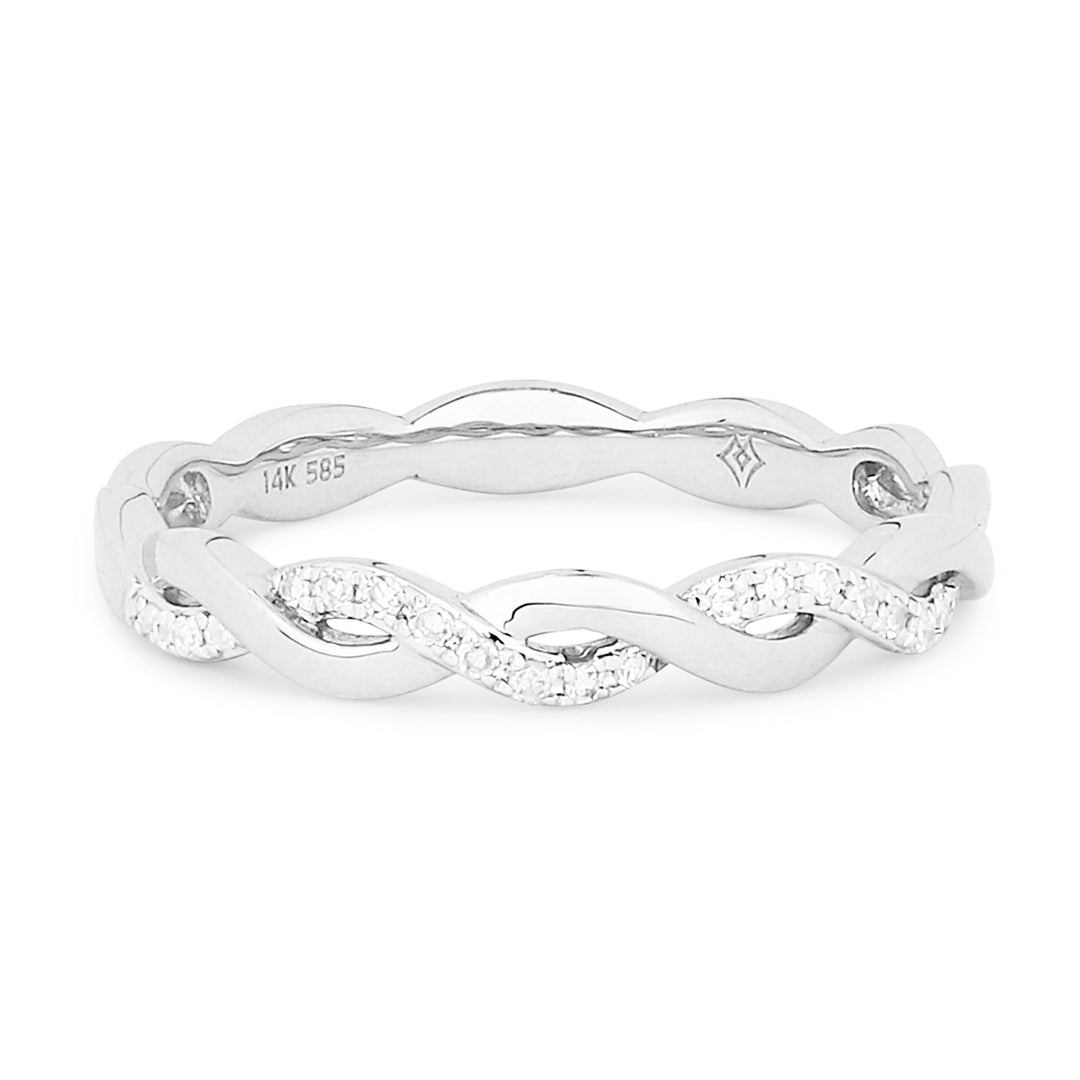 Beautiful Hand Crafted 14K White Gold White Diamond Milano Collection Ring
