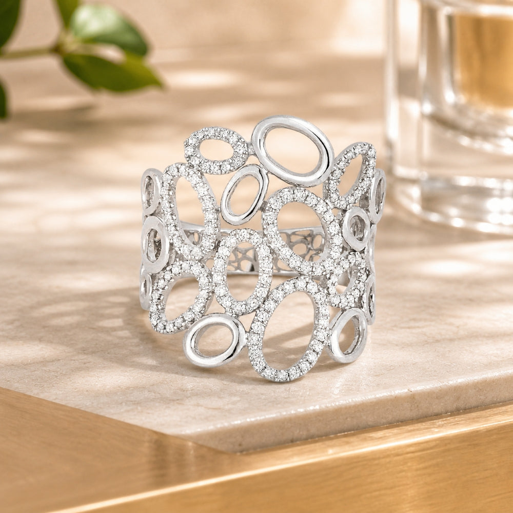 R1117 - 14K White Gold Diamond Cocktail Ring
