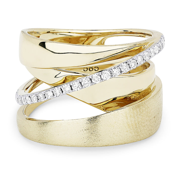 Beautiful Hand Crafted 14K Yellow Gold White Diamond Milano Collection Ring