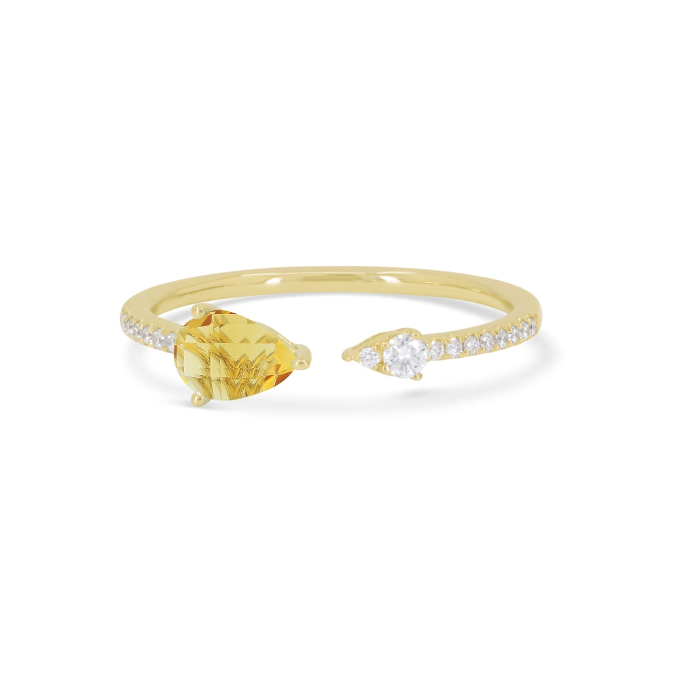 Beautiful Hand Crafted 14K Yellow Gold  Citrine And Diamond Essentials Collection Ring