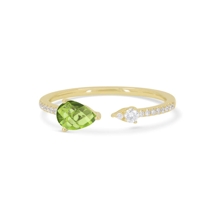 Beautiful Hand Crafted 14K Yellow Gold  Peridot And Diamond Essentials Collection Ring