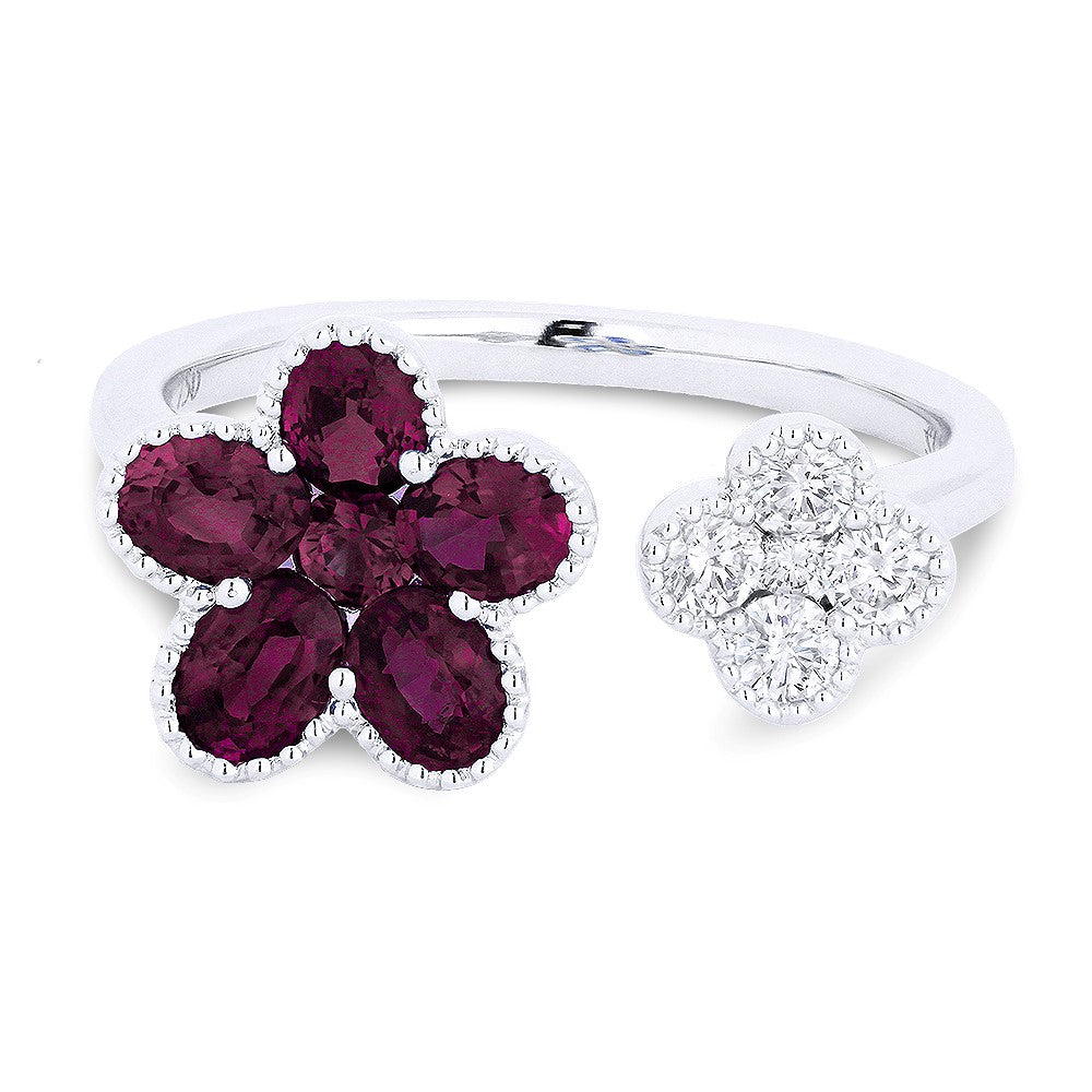 Beautiful Hand Crafted 18K White Gold  Ruby And Diamond Arianna Collection Ring