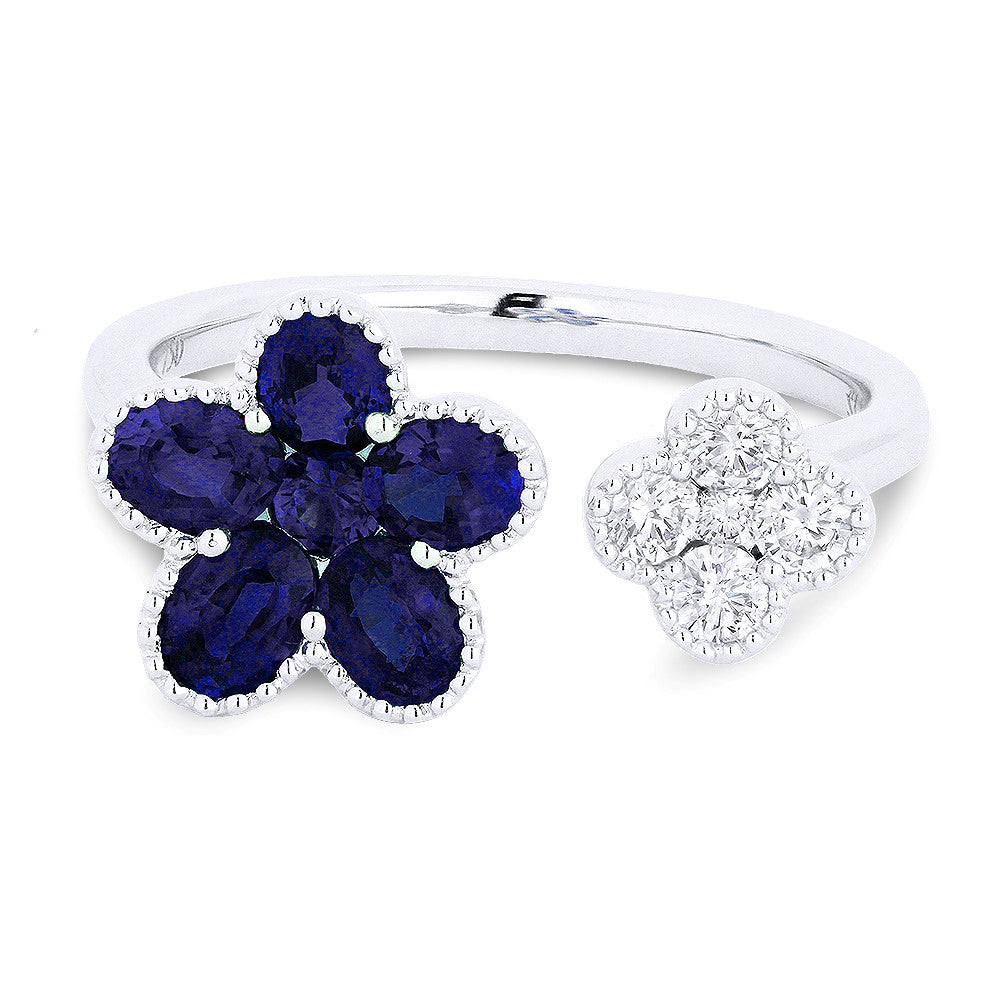 Beautiful Hand Crafted 18K White Gold  Sapphire And Diamond Arianna Collection Ring