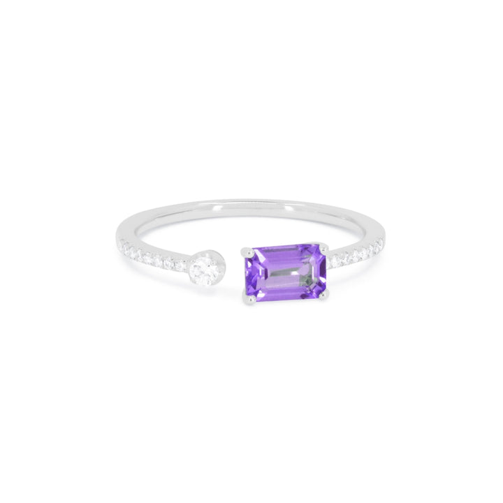 Beautiful Hand Crafted 14K White Gold  Amethyst And Diamond Essentials Collection Ring