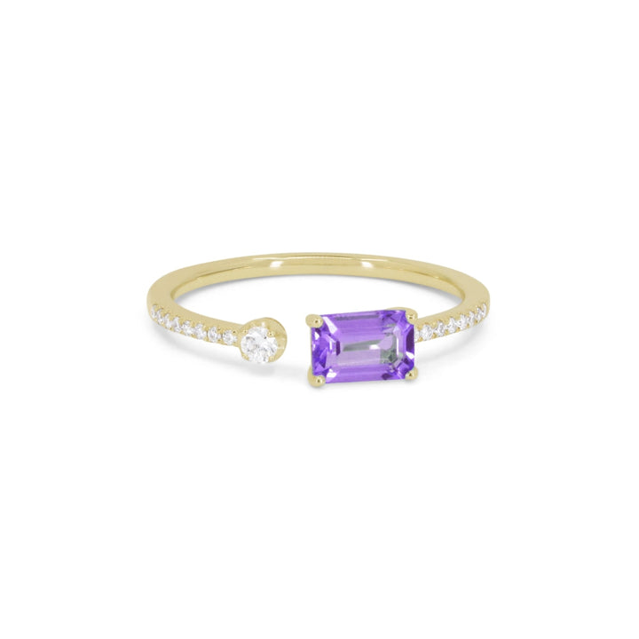 Beautiful Hand Crafted 14K Yellow Gold  Amethyst And Diamond Essentials Collection Ring