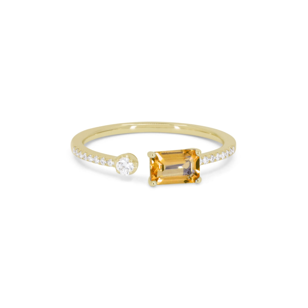 Beautiful Hand Crafted 14K Yellow Gold  Citrine And Diamond Essentials Collection Ring