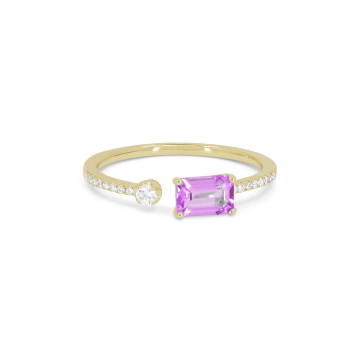 Beautiful Hand Crafted 14K Yellow Gold  Created Pink Sapphire And Diamond Essentials Collection Ring