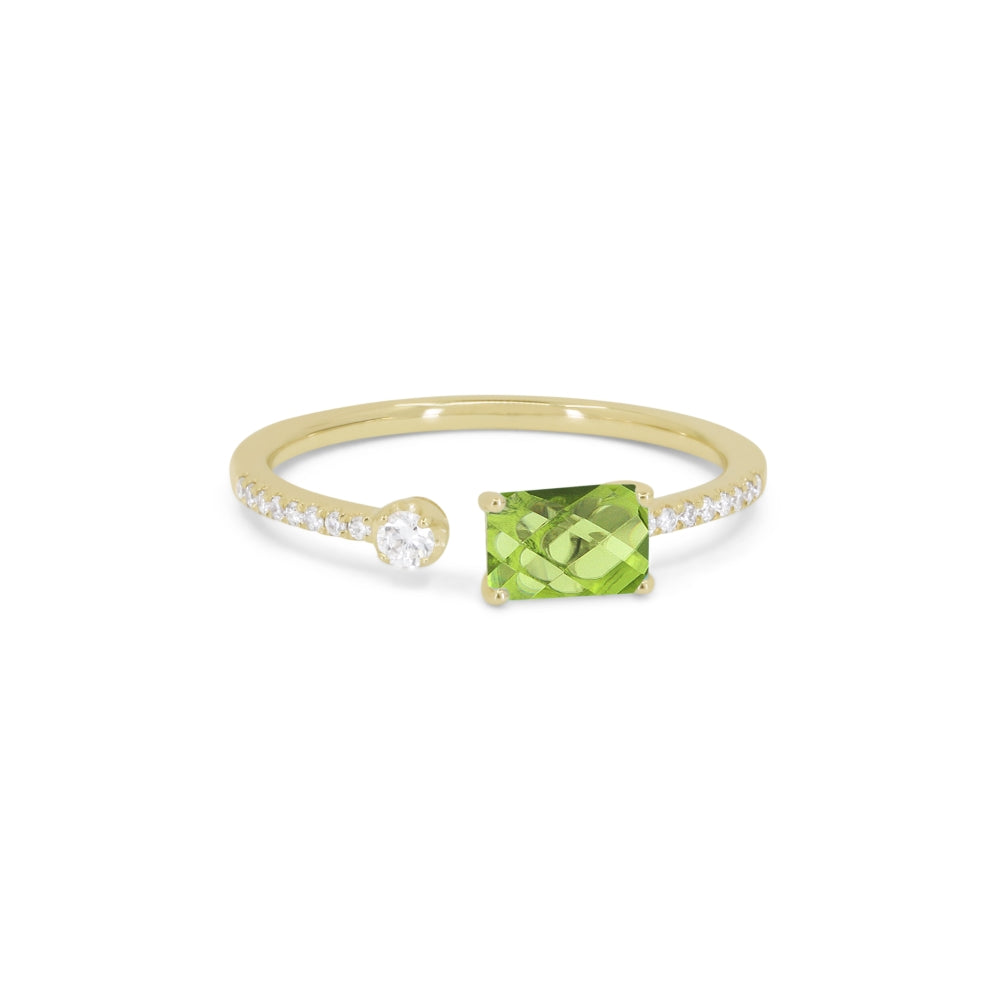 Beautiful Hand Crafted 14K Yellow Gold  Peridot And Diamond Essentials Collection Ring
