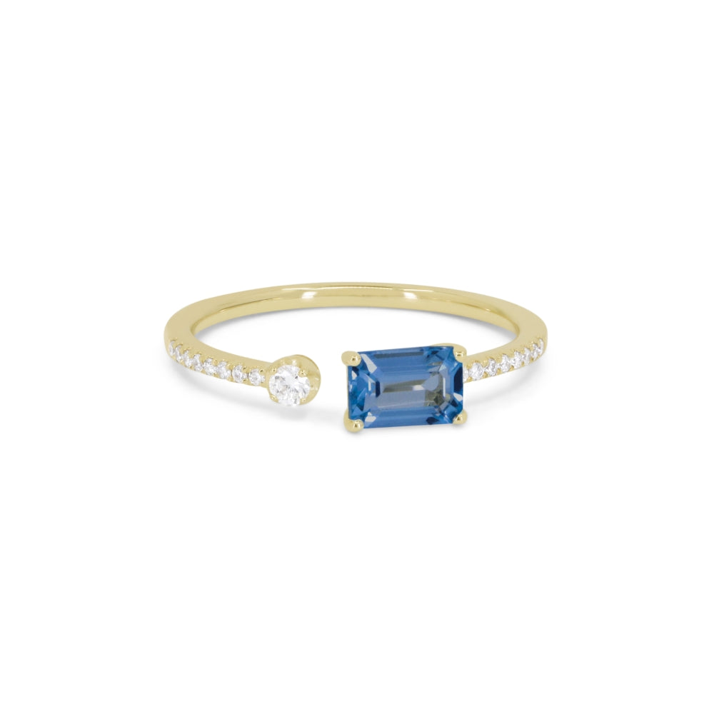 Beautiful Hand Crafted 14K White Gold  Swiss Blue Topaz And Diamond Essentials Collection Ring