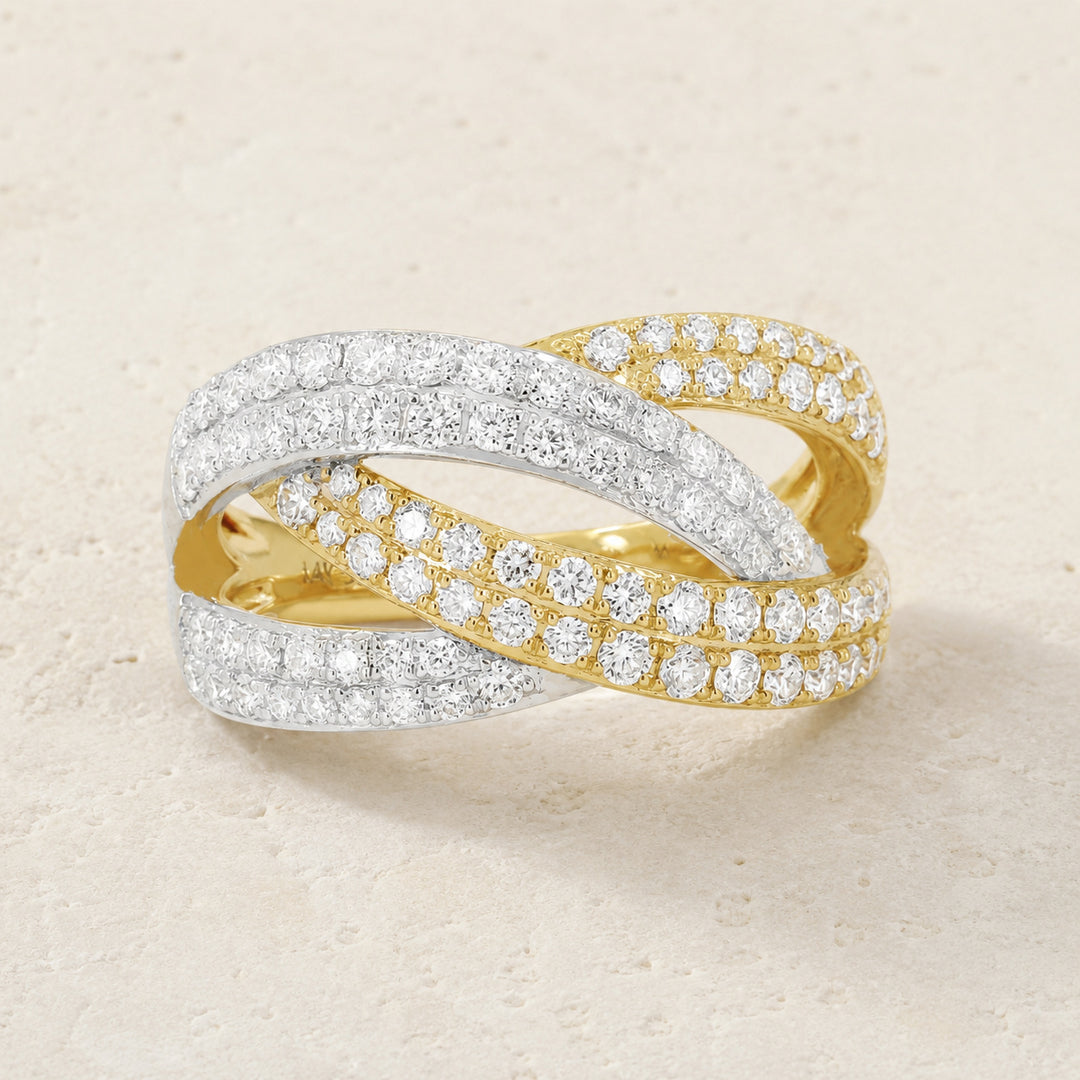 R1141 - 14K Two Tone Gold Diamond Cocktail Ring