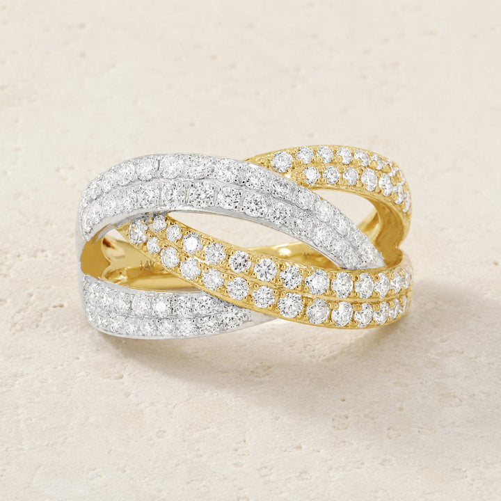 R1141 - 14K Two Tone Gold Diamond Cocktail Ring