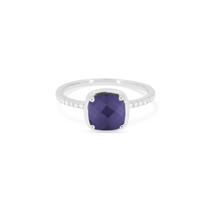Beautiful Hand Crafted 14K White Gold  Created Alexandrite And Diamond Essentials Collection Ring