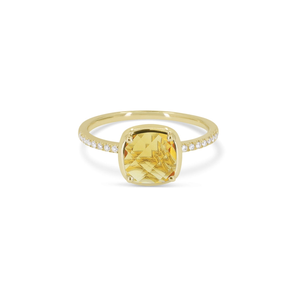 Beautiful Hand Crafted 14K Yellow Gold  Citrine And Diamond Essentials Collection Ring