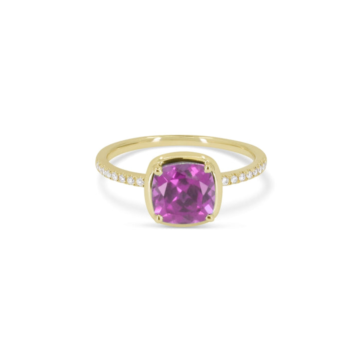 Beautiful Hand Crafted 14K Yellow Gold  Created Pink Sapphire And Diamond Essentials Collection Ring