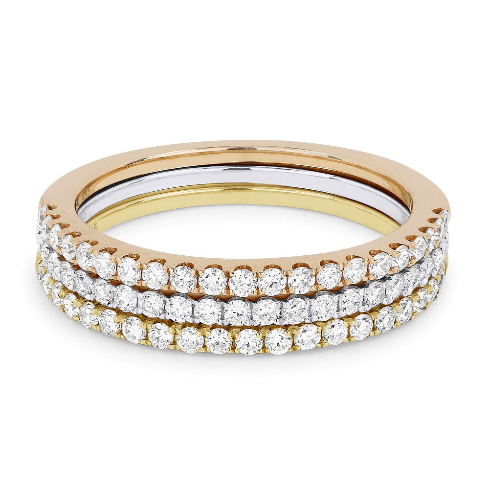 Beautiful Hand Crafted 14K Tri Color Gold White Diamond Milano Collection Ring