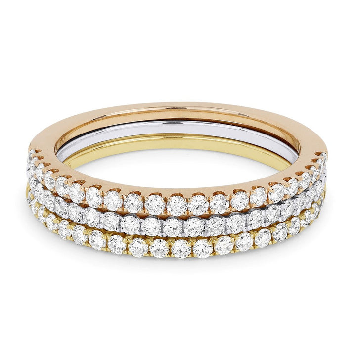 Beautiful Hand Crafted 14K Tri Color Gold White Diamond Milano Collection Ring