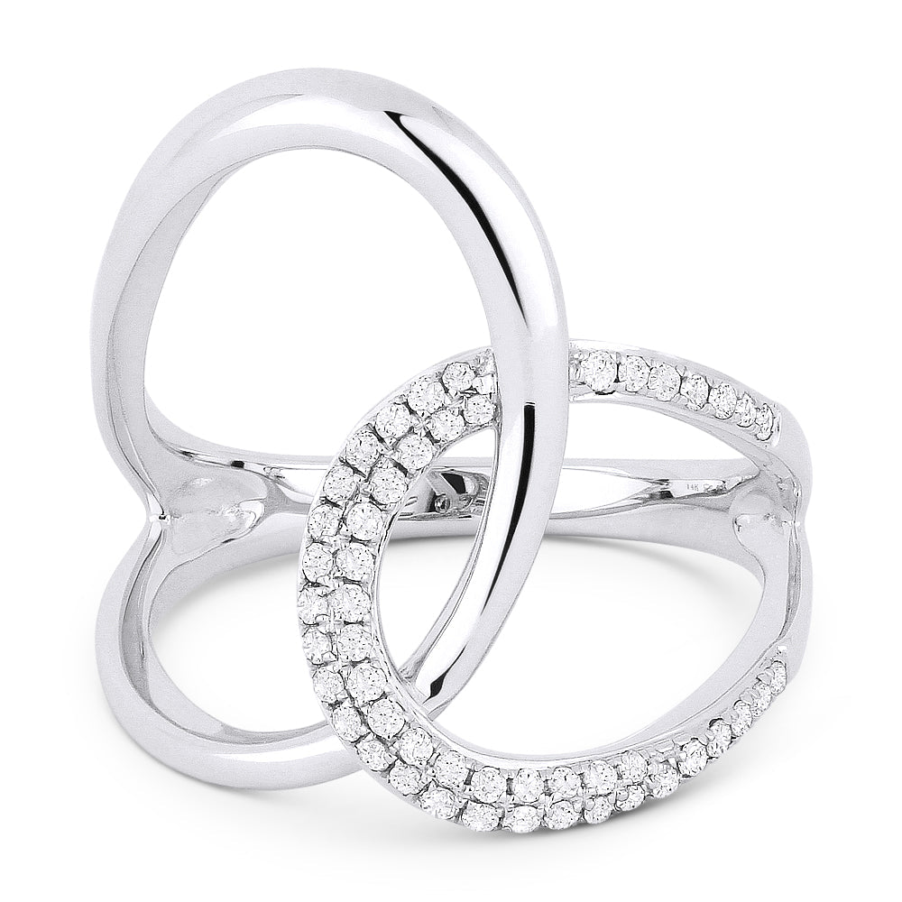 Beautiful Hand Crafted 14K White Gold White Diamond Milano Collection Ring