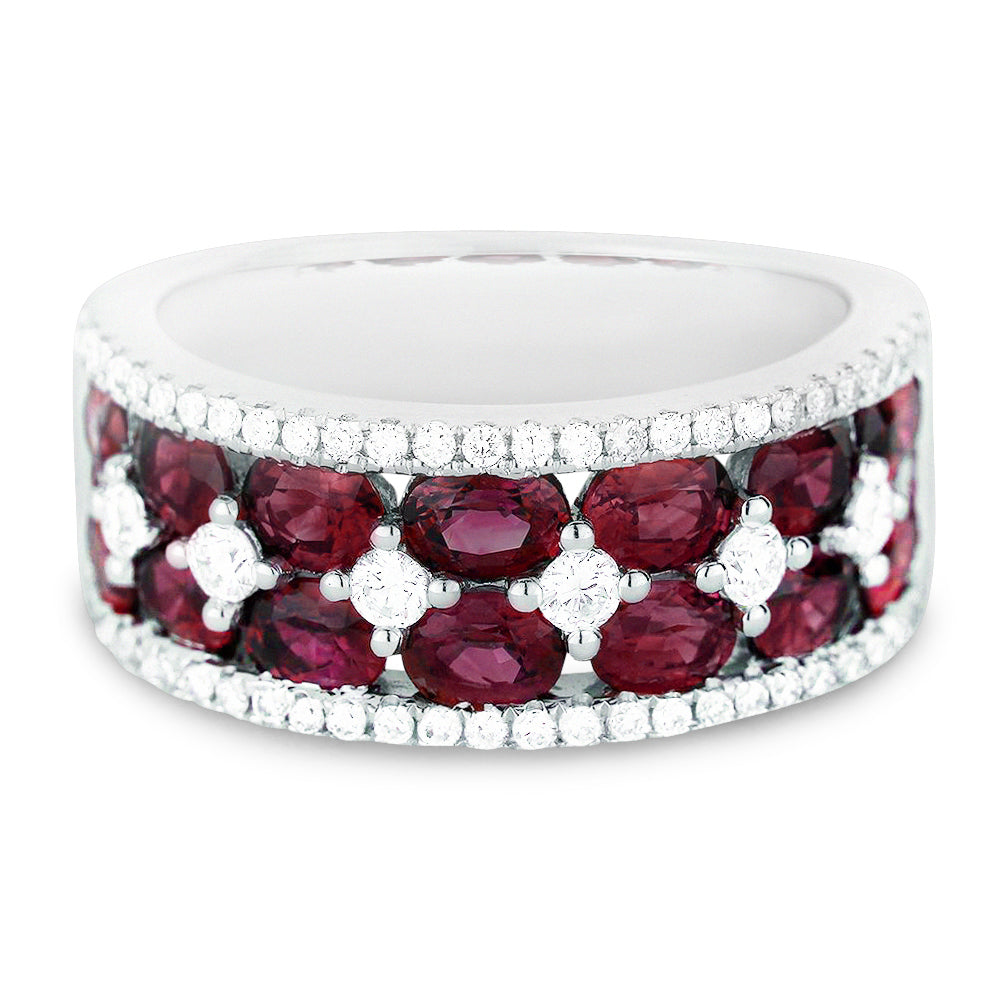 Beautiful Hand Crafted 18K White Gold  Ruby And Diamond Arianna Collection Ring